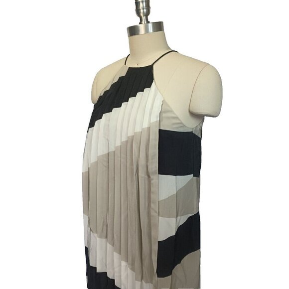 Tibi Revolve Maritime Border Midi Dress Size 0 NWT Ecru Multi Pleated Silk - Picture 8 of 16